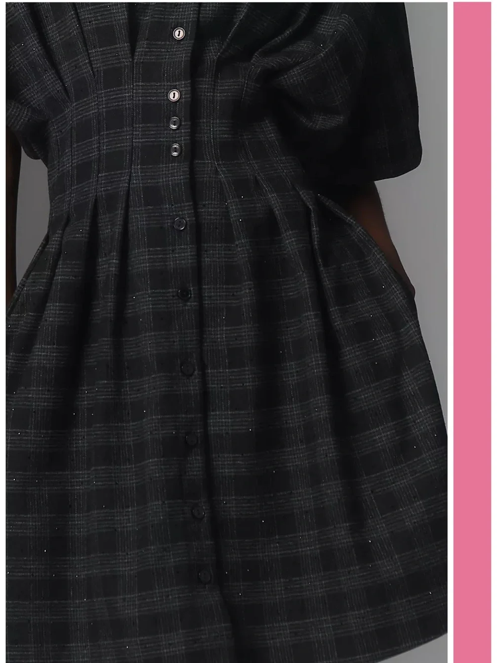 NWT Anthropologie Exquise Tobie Plaid Diamonte Mini Shirt Dress M